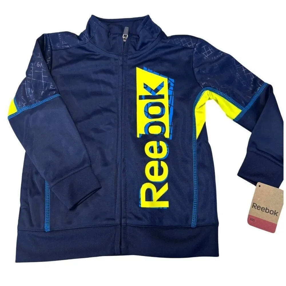 Reebok Kids Navy & Yellow Grid Tricot Jacket, Navy, 2T (jacket only)